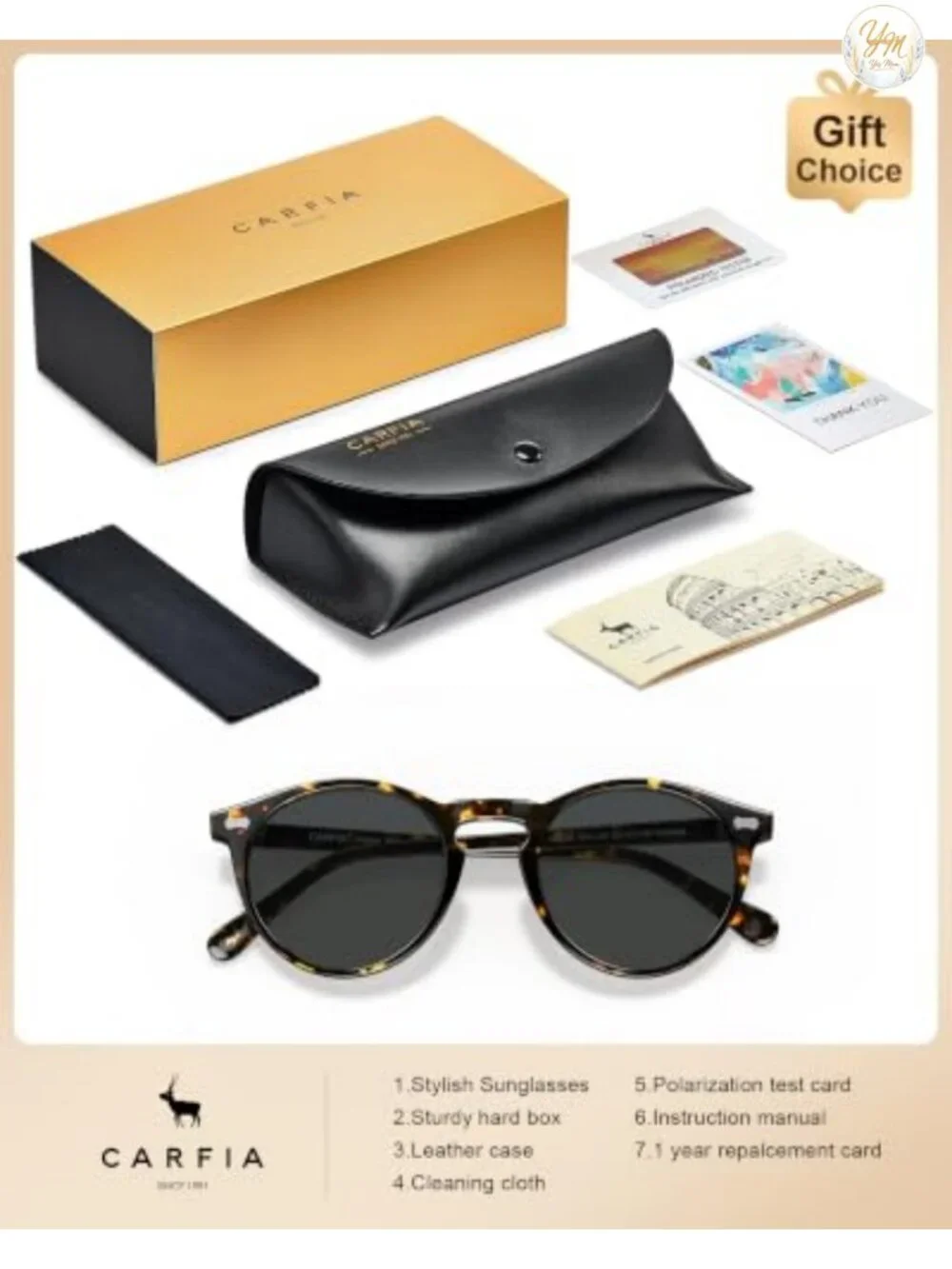 Retro Polarized Sunglasses UV400 Protection Acetate Frame with Case